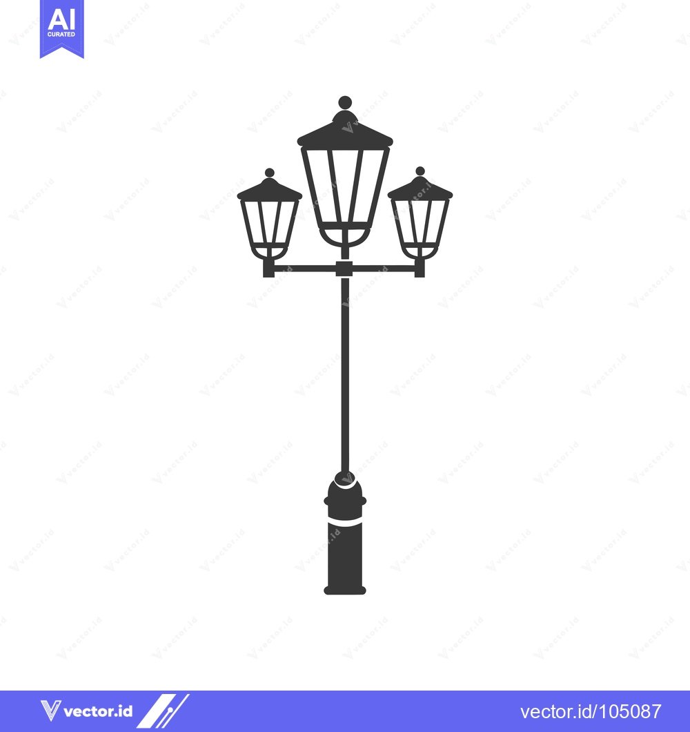 Premium Vector dari Street Lamp With Three Light Fixtures