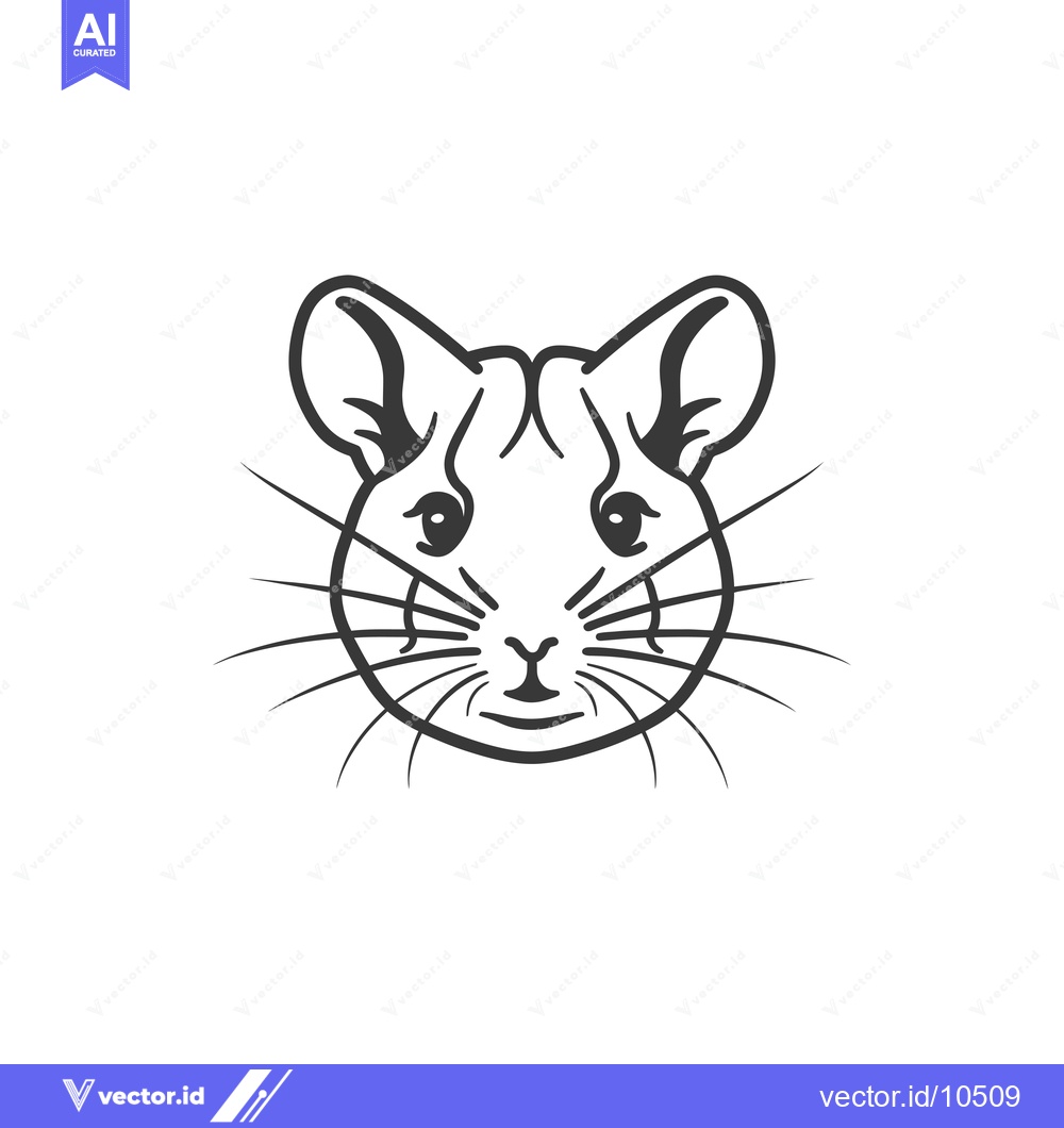 Premium Vector of A Black and White Line Drawing of a Gerbil's Face