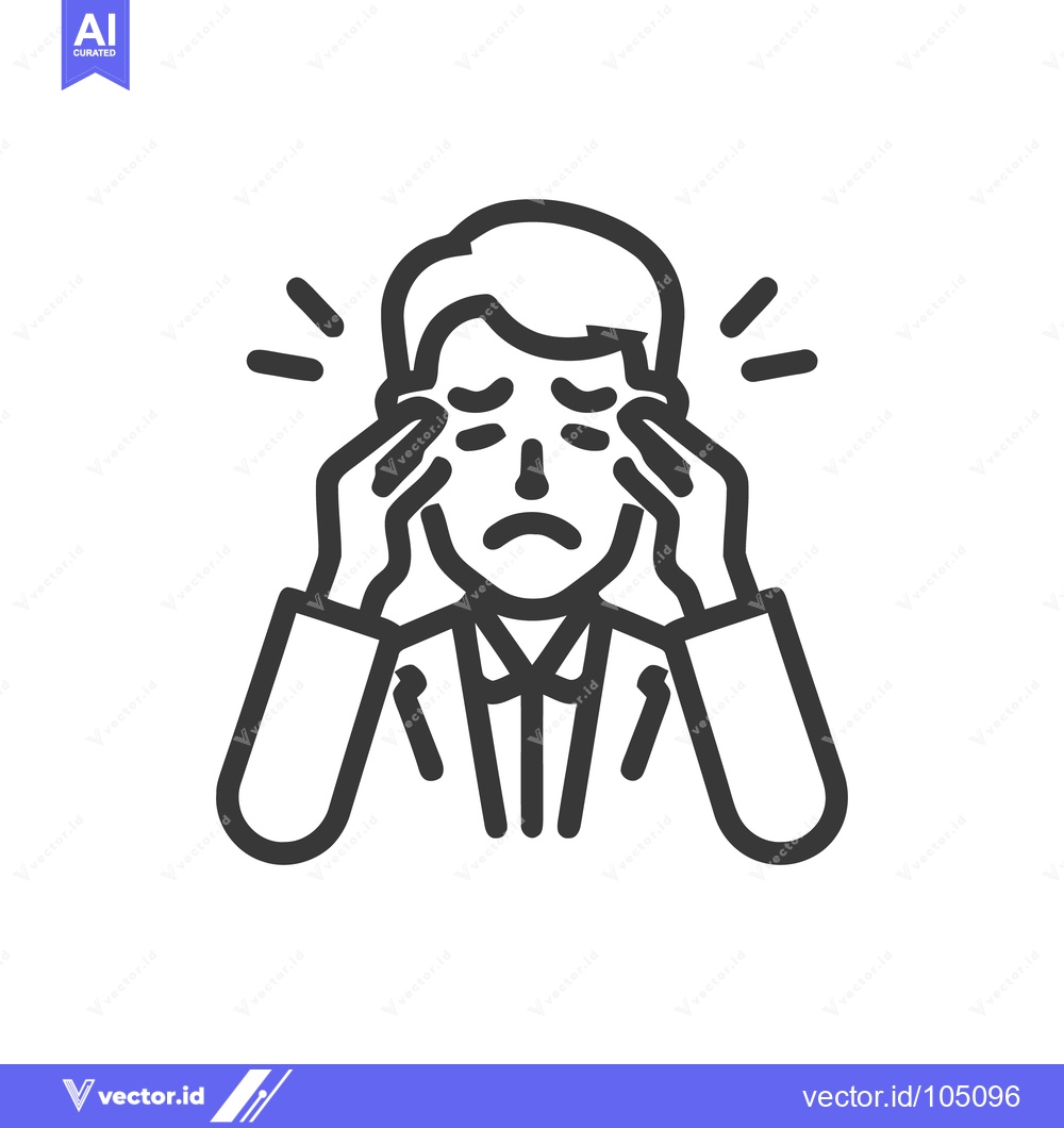 Premium Vector of Businessman Suffering from Headache, Stress, and Pressure - Vector Ico
