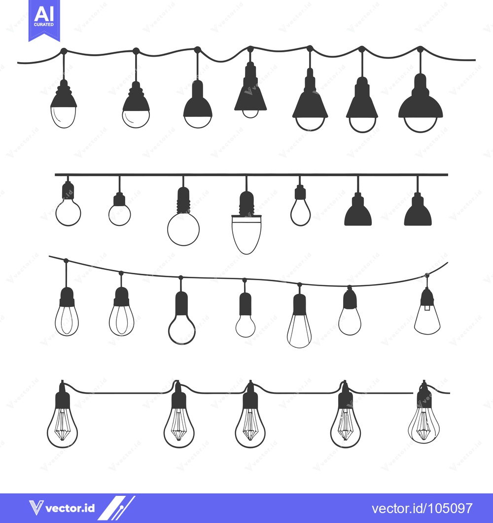 Premium Vector dari String of Lights with Various Shapes and Sizes of Bulbs