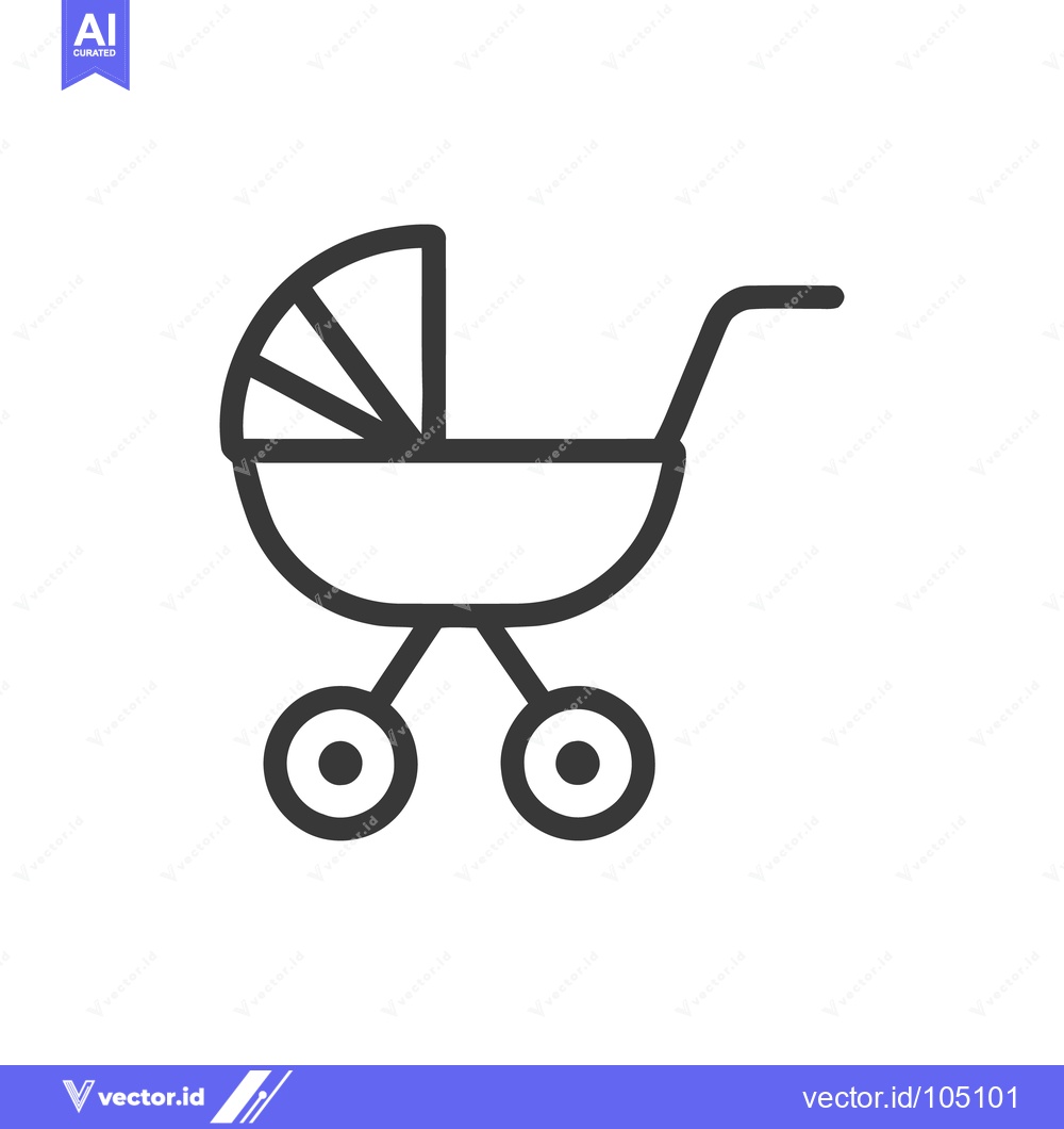 Premium Vector of Minimalist Baby Stroller Icon: Clean Line Art on White Background