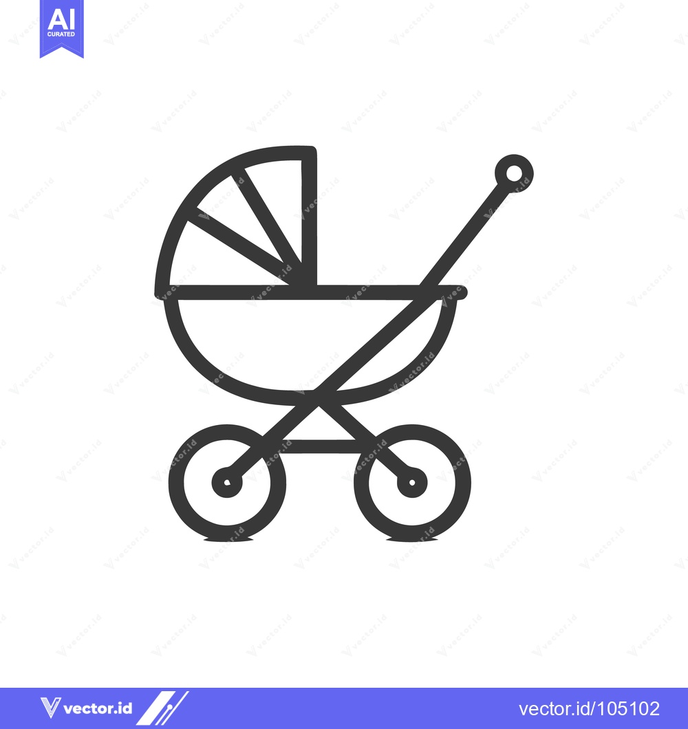 Premium Vector of Minimalist Baby Stroller Icon: Clean Line Art on White Background