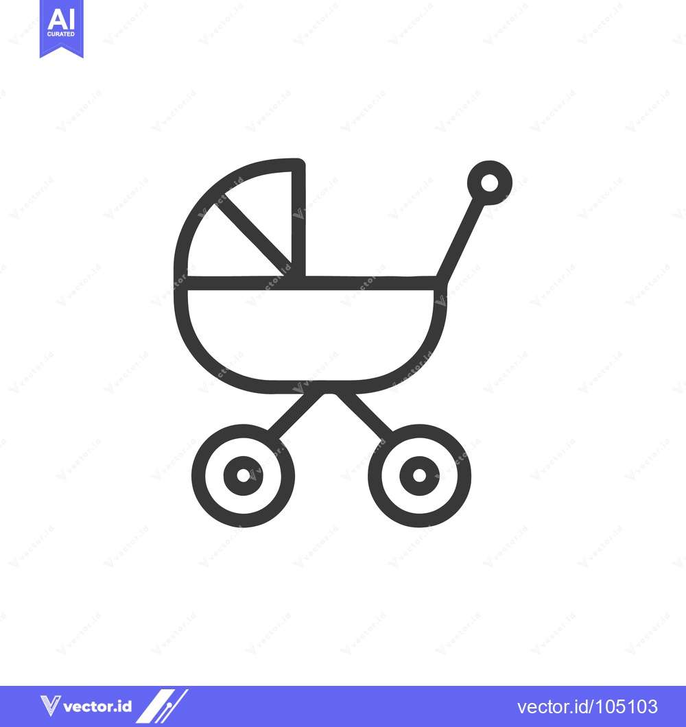 Premium Vector of Minimalist Baby Stroller Icon: Clean Line Art Design on White Backgrou