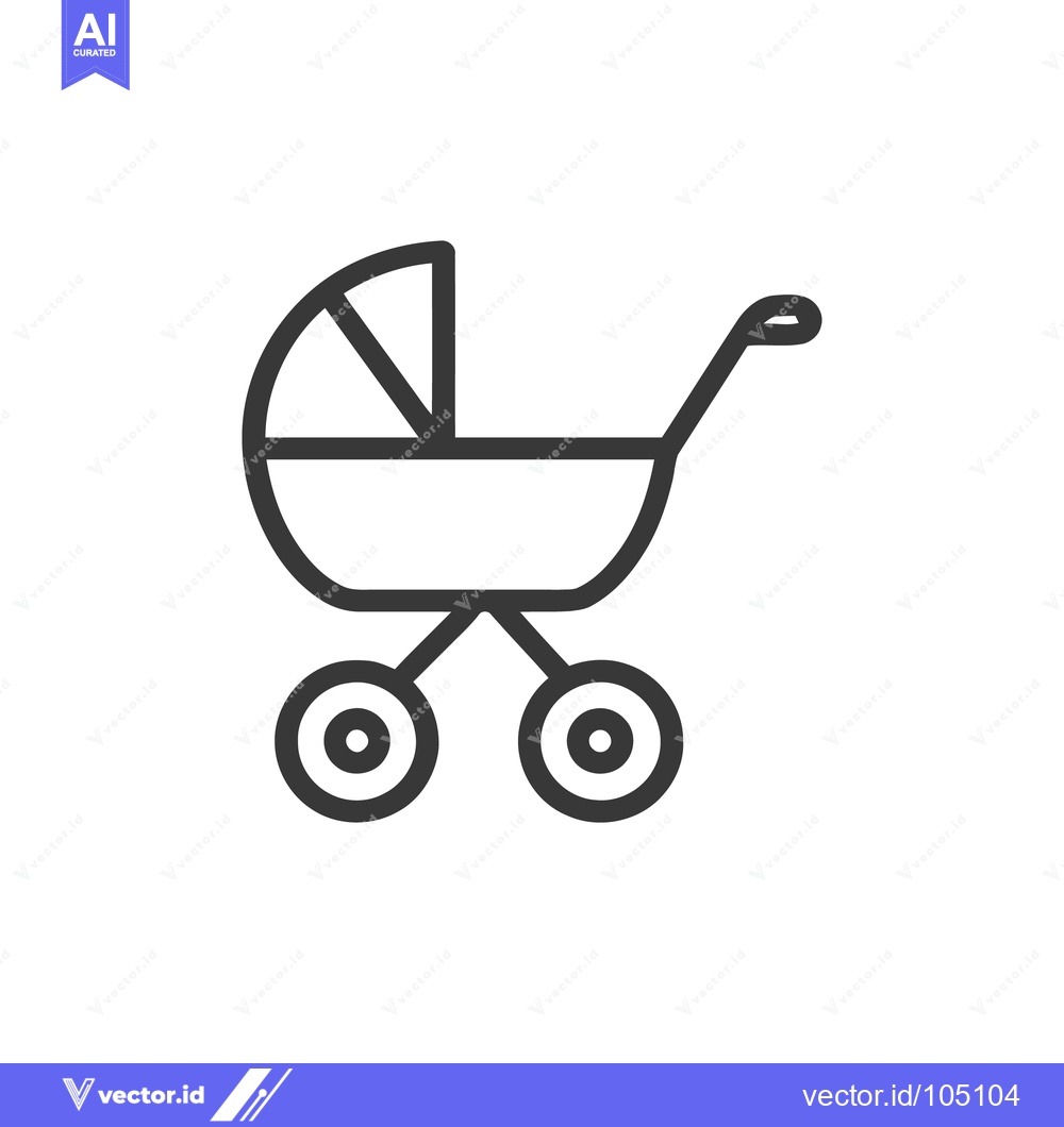 Premium Vector dari Minimalist Baby Stroller Icon: Clean Line Art Design