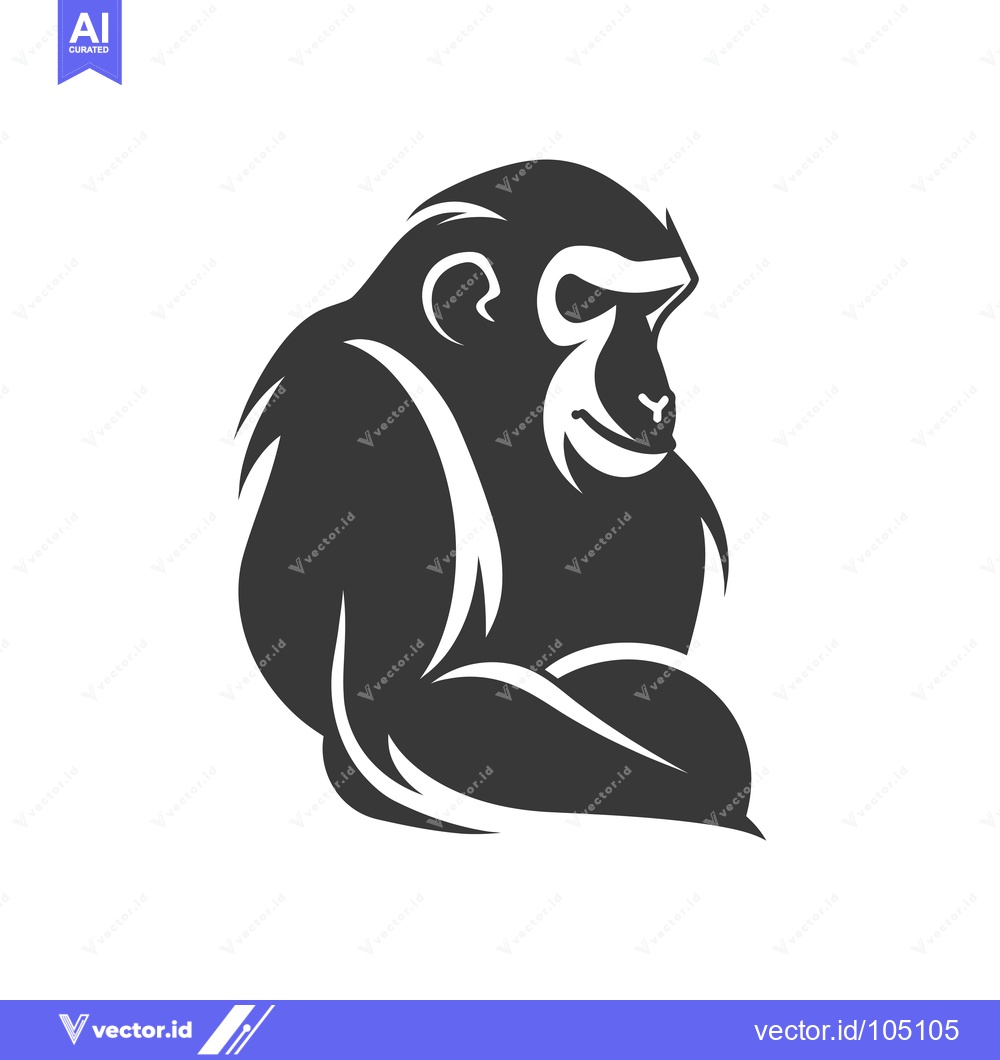 Premium Vector dari Strong Muscular Black And White Gorilla Silhouette