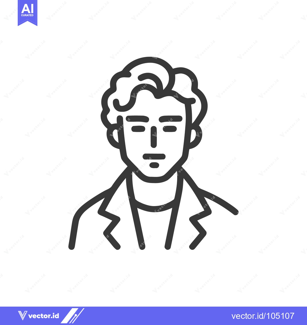 Premium Vector dari Minimalist Line Art Portrait: Man with Wavy Hair and Blazer
