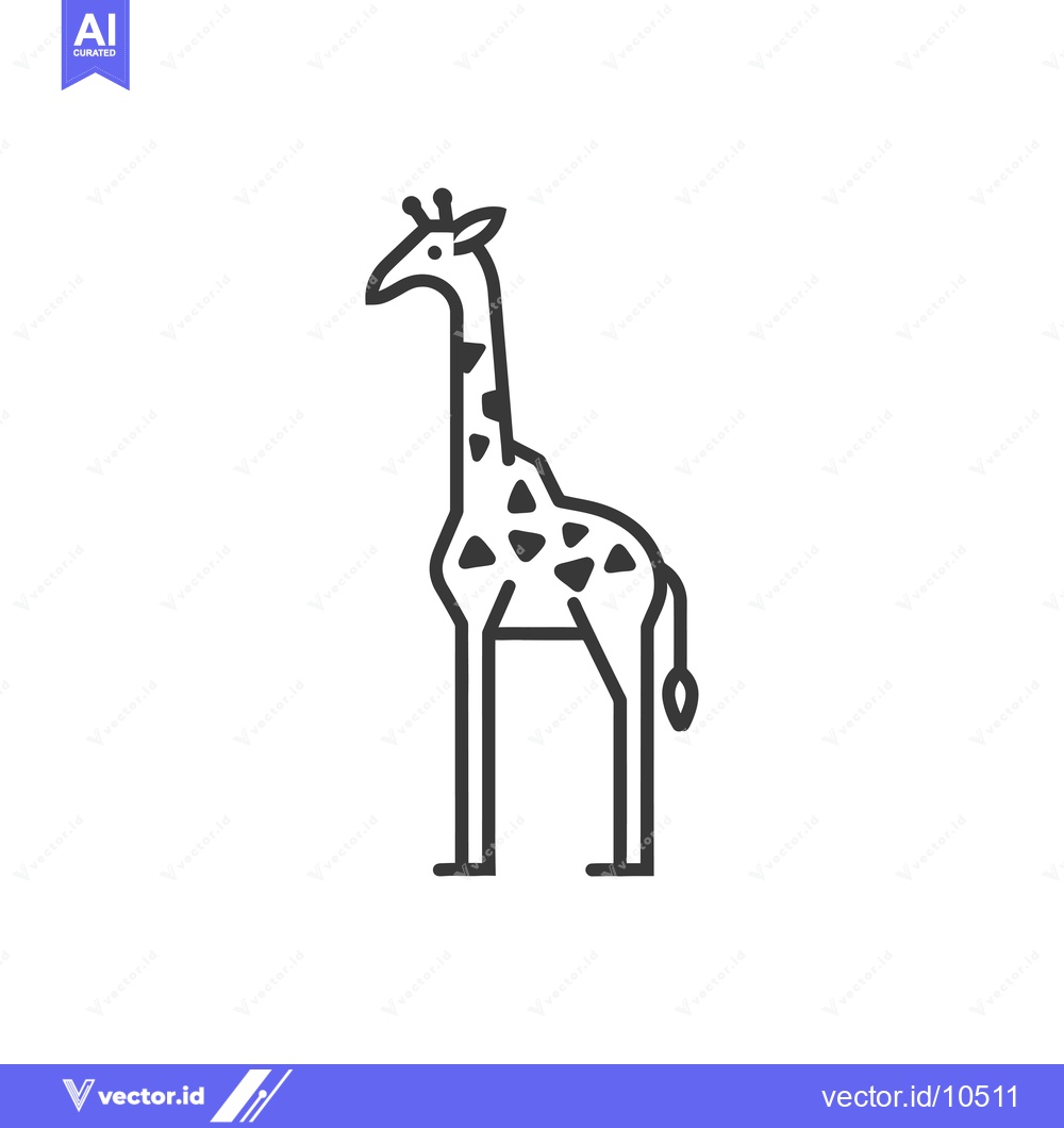 Premium Vector of A Black and White Line Drawing of a Giraffe