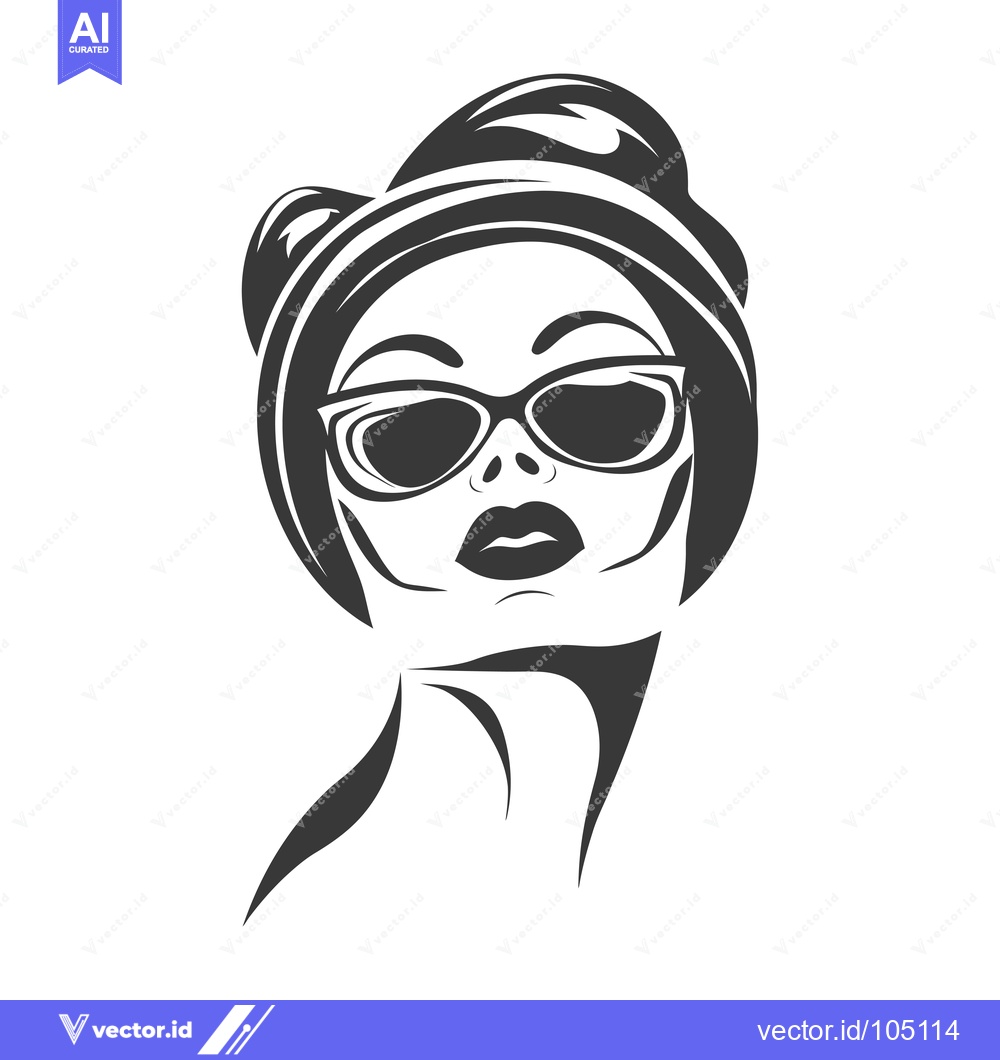 Premium Vector dari Stylish Woman with Sunglasses and Updo Hairstyle