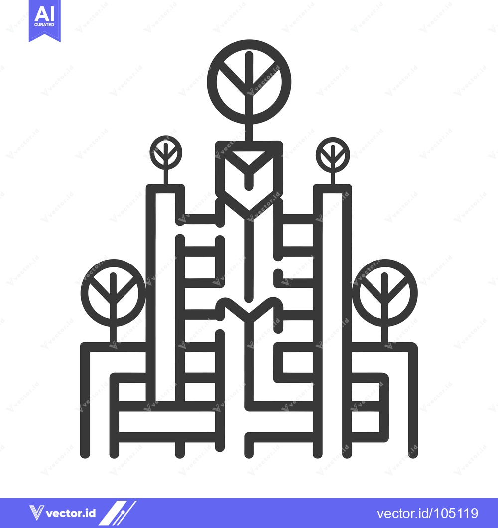 Premium Vector of Stylized Abstract Tree with Buildings