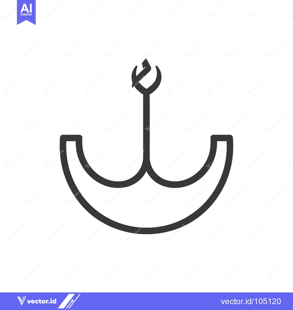 Premium Vector dari Stylized Anchor with a Crescent Moon Top