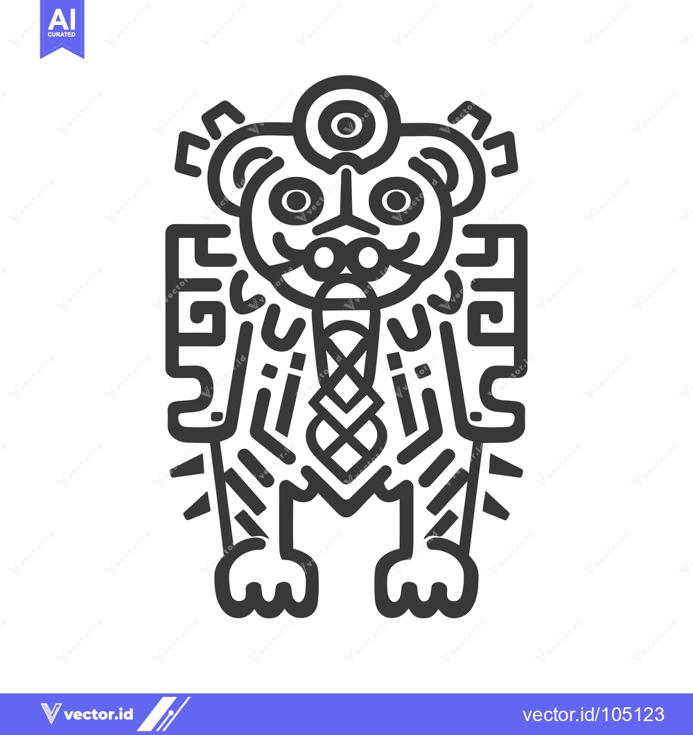Premium Vector of Stylized Animal Figure with Geometric Patterns and Circular Eyes
