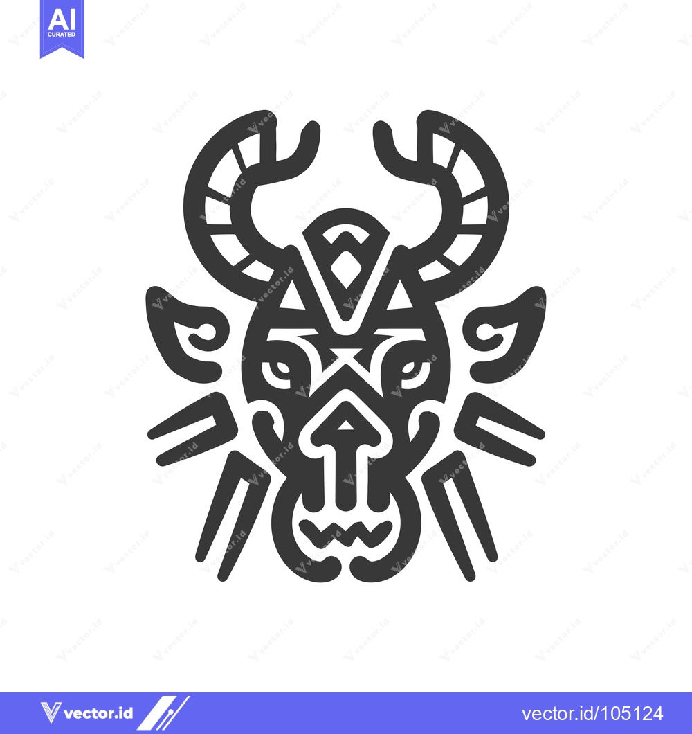 Premium Vector of Stylized Animal Head with Antlers and Tribal Design