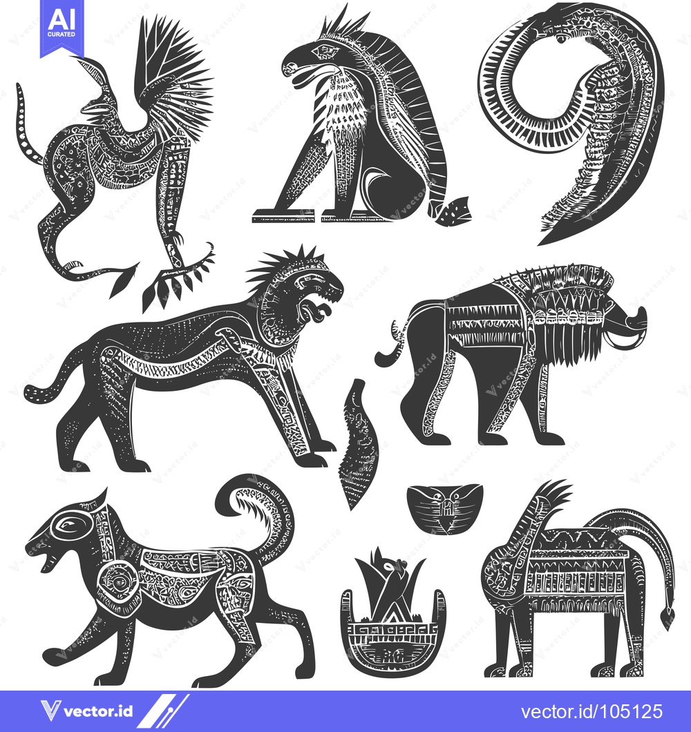 Premium Vector dari Stylized Animal Illustrations in Black and White