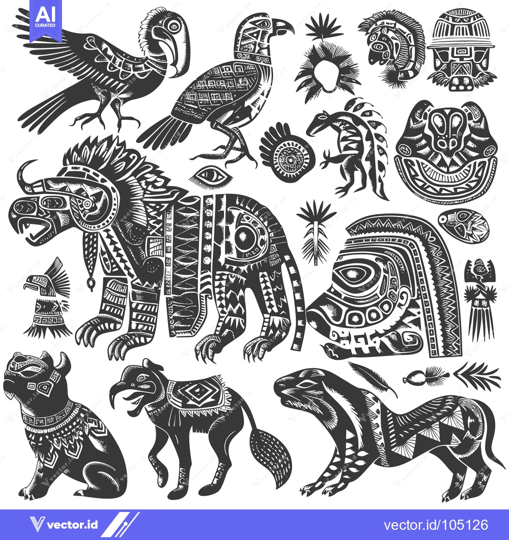 Premium Vector dari Stylized Animal Illustrations with Geometric Patterns