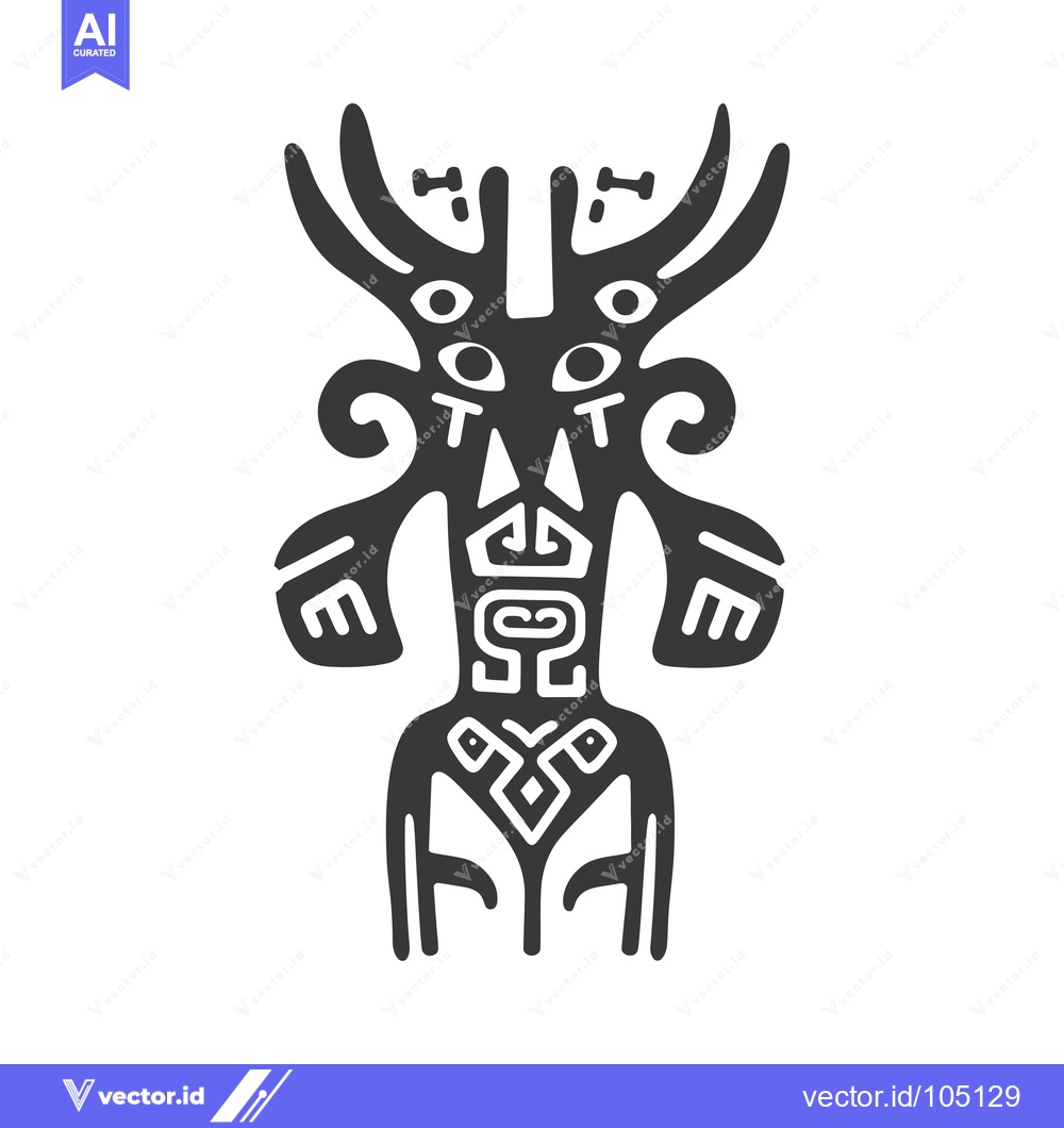 Premium Vector of Stylized Anthropomorphic Figure with Geometric Patterns and Eyes