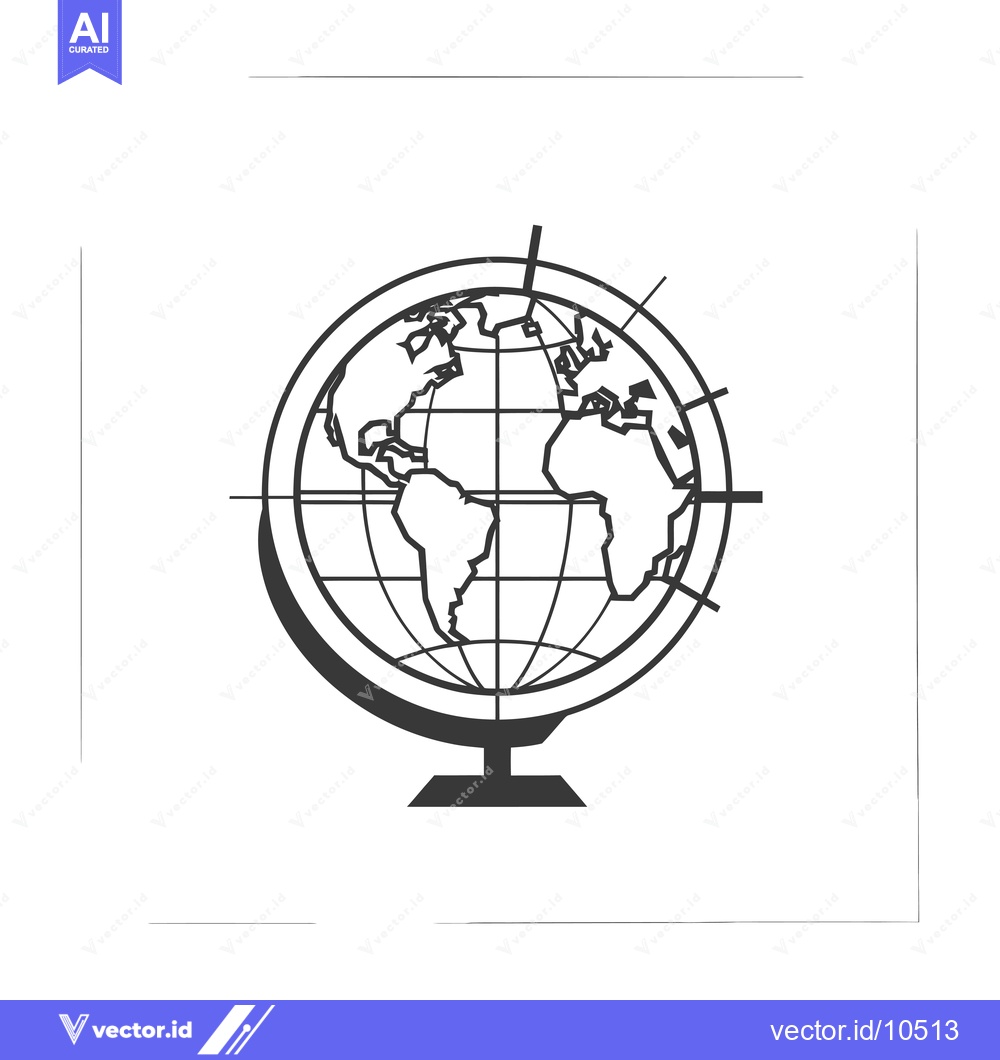 Premium Vector of A Black and White Line Drawing of a Globe