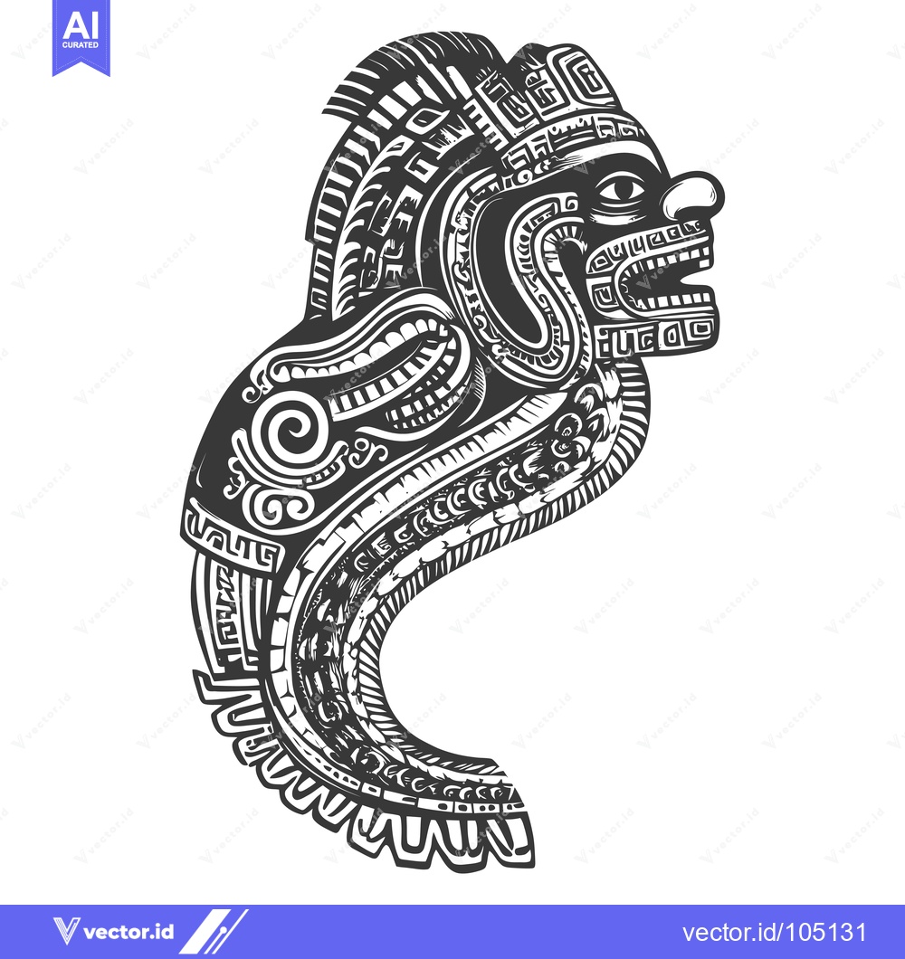 Premium Vector of Stylized Aztec Design of a Serpent or Dragon Head