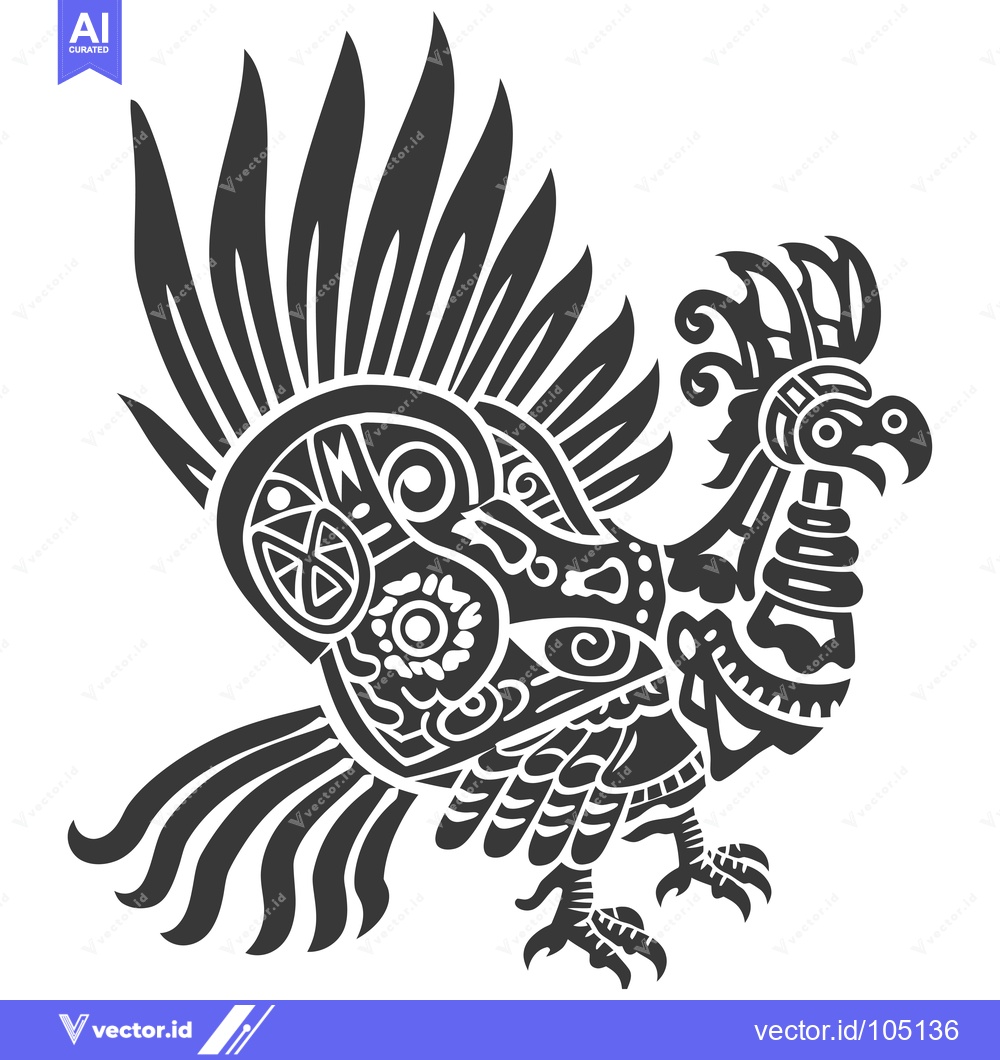 Premium Vector dari Stylized Aztec Eagle with Intricate Geometric Patterns
