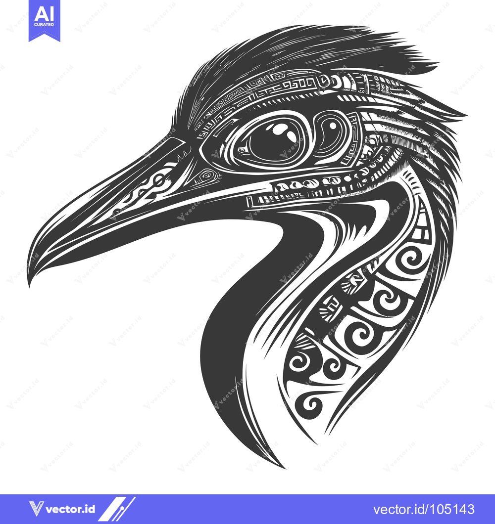 Premium Vector of Stylized Bird Head with Detailed Geometric Patterns