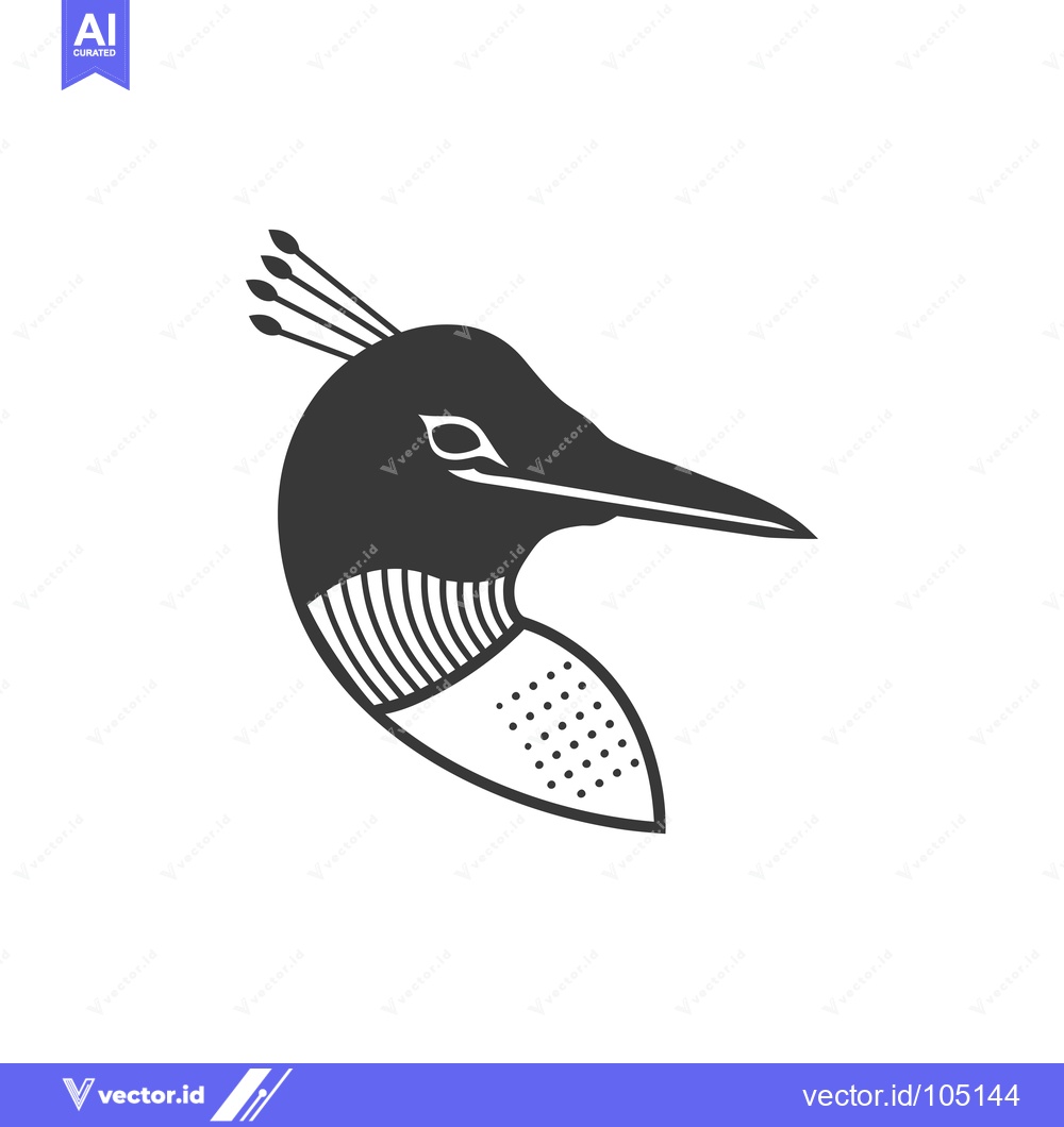 Premium Vector dari Stylized Bird Head with Feathers and Geometric Patterns
