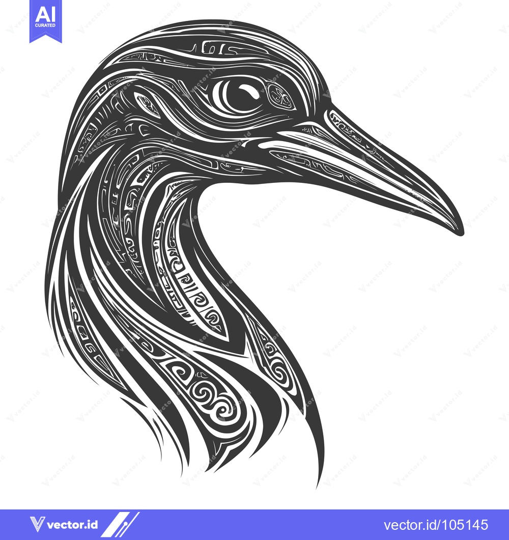 Premium Vector dari Stylized Bird Head with Intricate Pattern Design