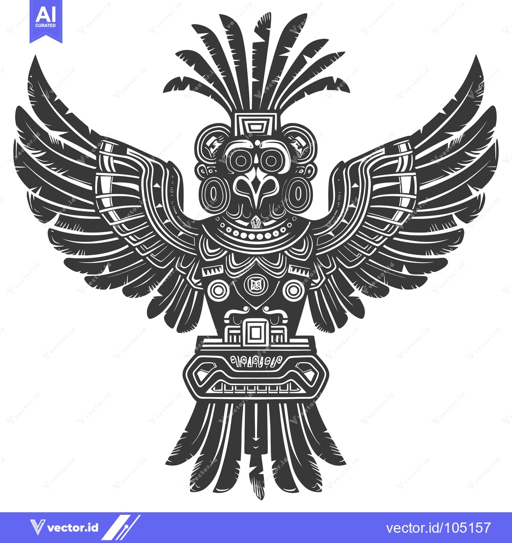 Premium Vector dari Stylized Black and White Bird with Spread Wings