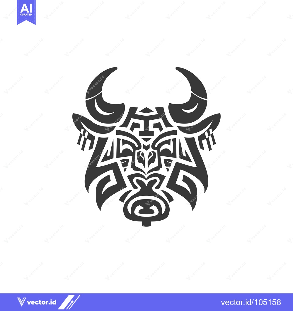 Premium Vector of Stylized Black and White Bull Head Design