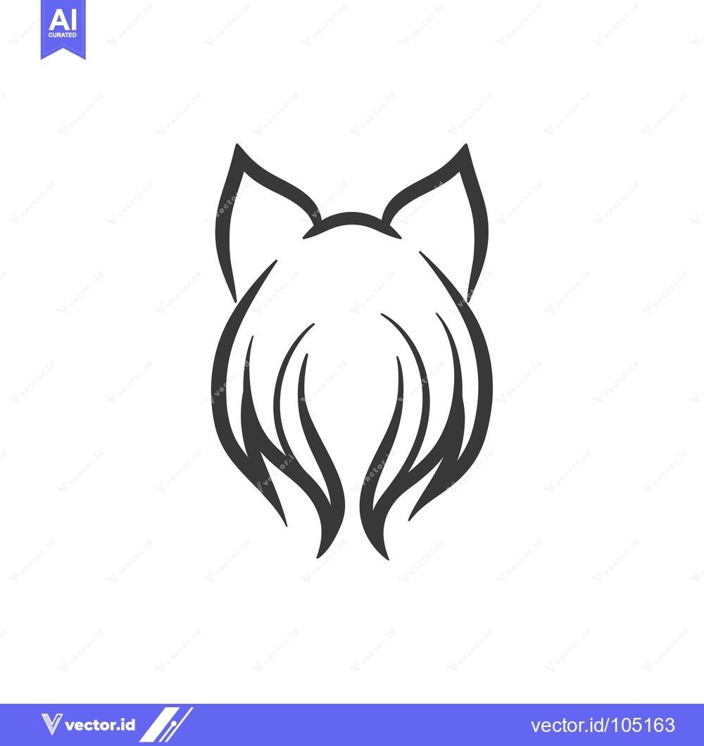 Premium Vector of Stylized Black and White Cat Outline Illustration