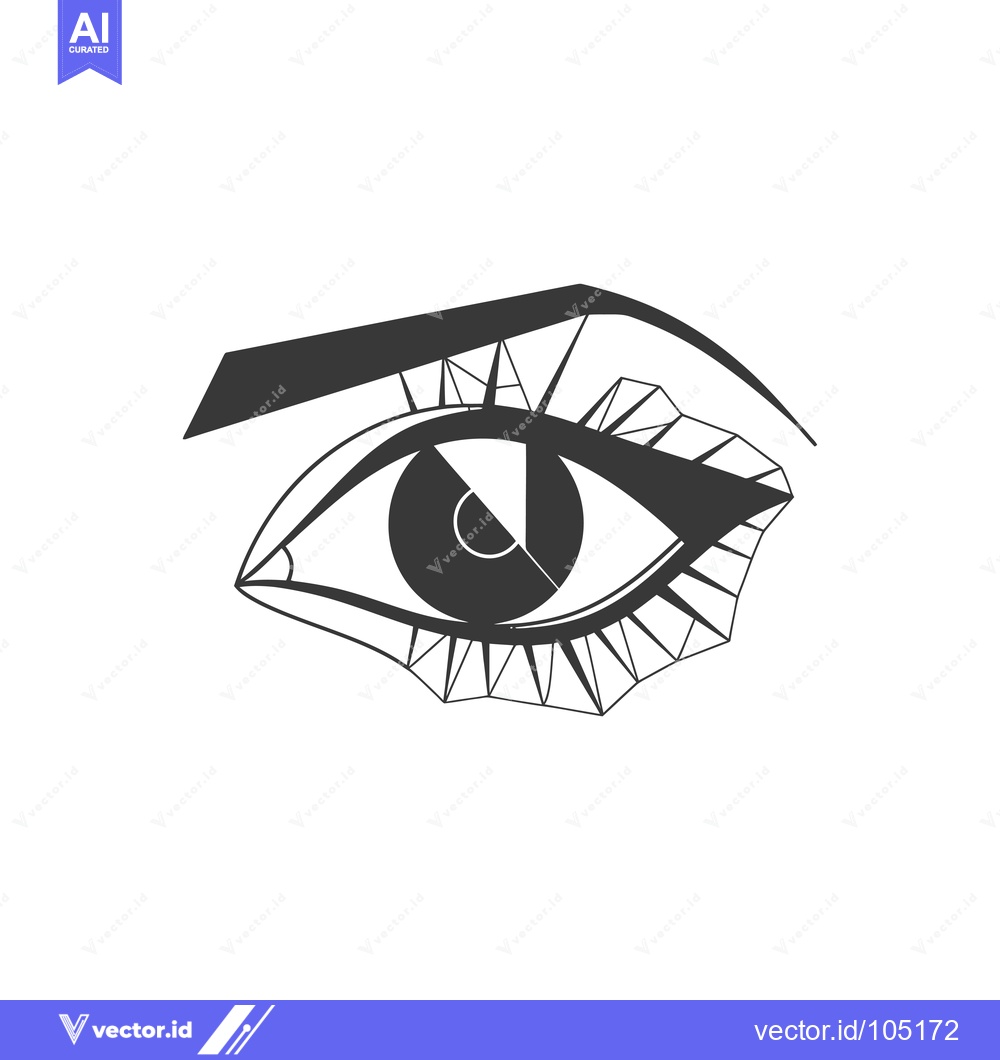 Premium Vector of Stylized Black and White Drawing of a Human Eye