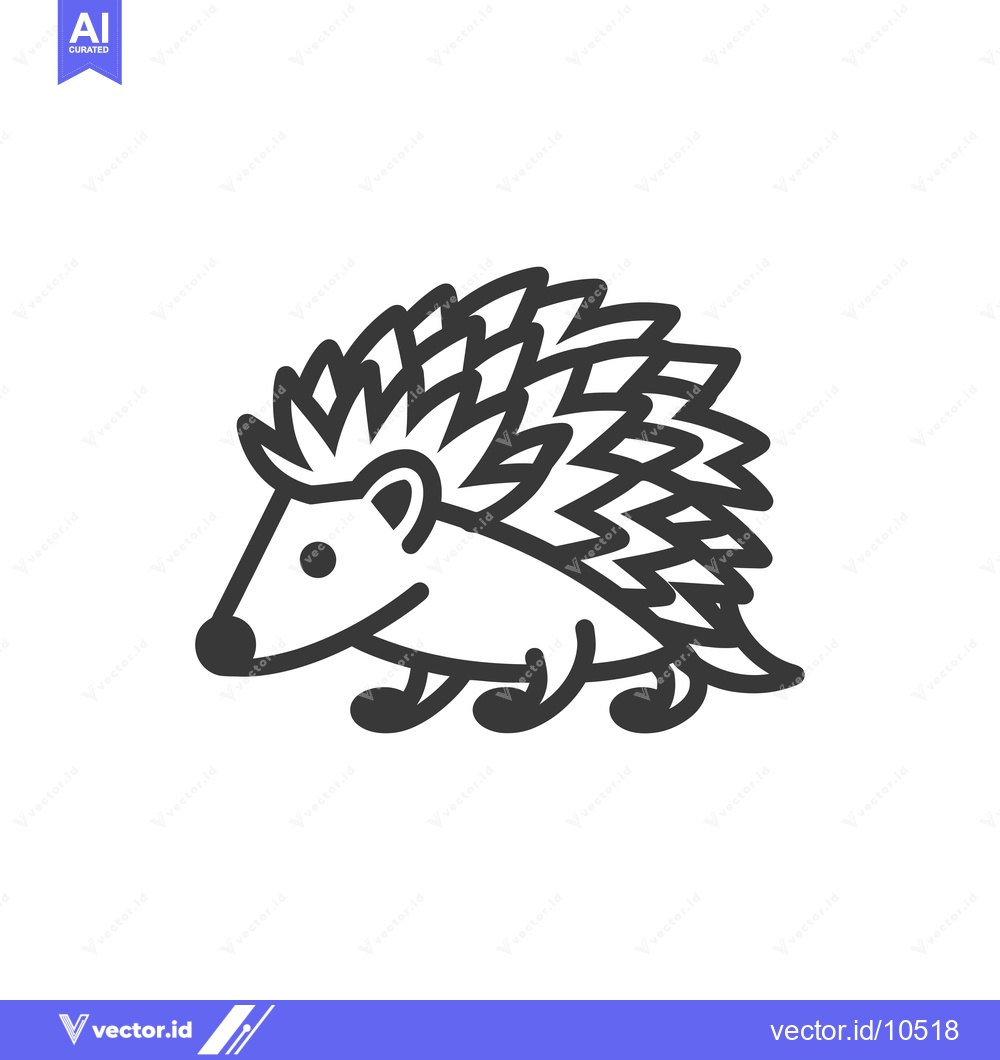 Premium Vector of A Black and White Line Drawing of a Hedgehog