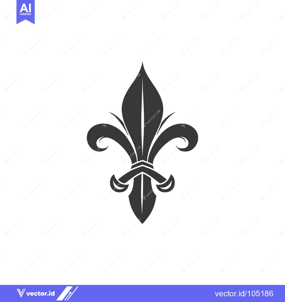 Premium Vector of Stylized Black and White Fleur-de-lis Design