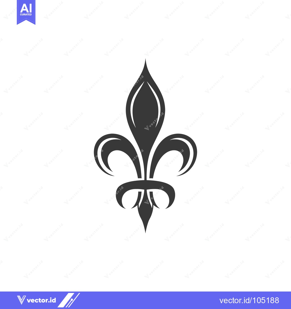 Premium Vector of Stylized Black and White Fleur-de-lis Icon