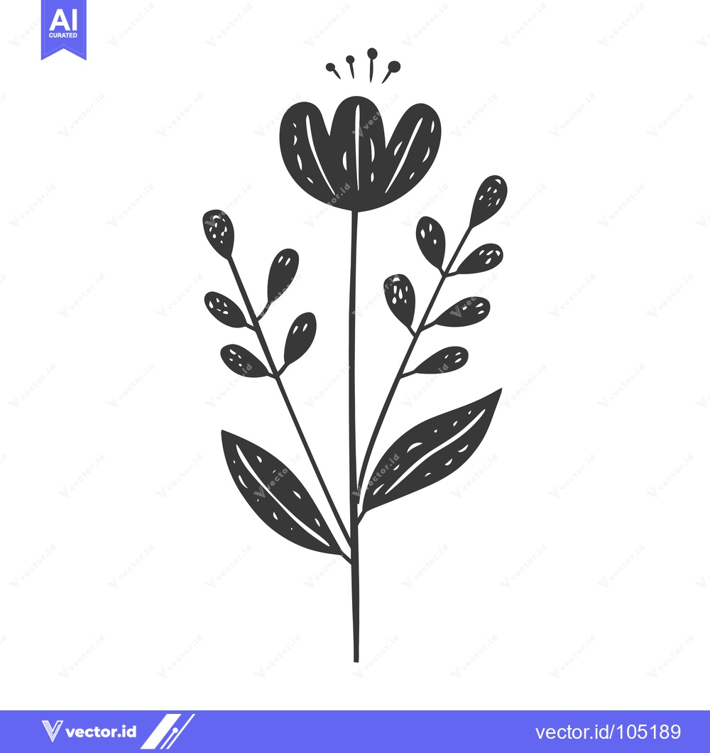 Premium Vector dari Stylized Black and White Floral Illustration
