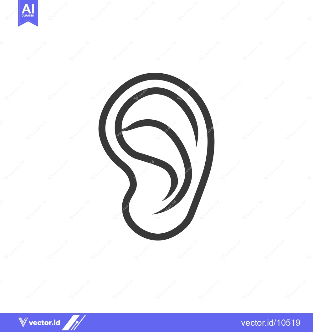 Premium Vector of A Black and White Line Drawing of a Human Ear
