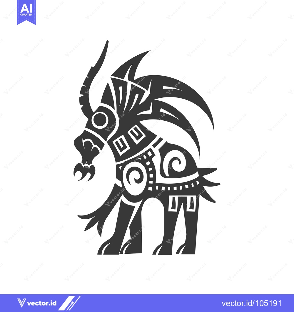 Premium Vector of Stylized Black and White Geometric Animal Illustration