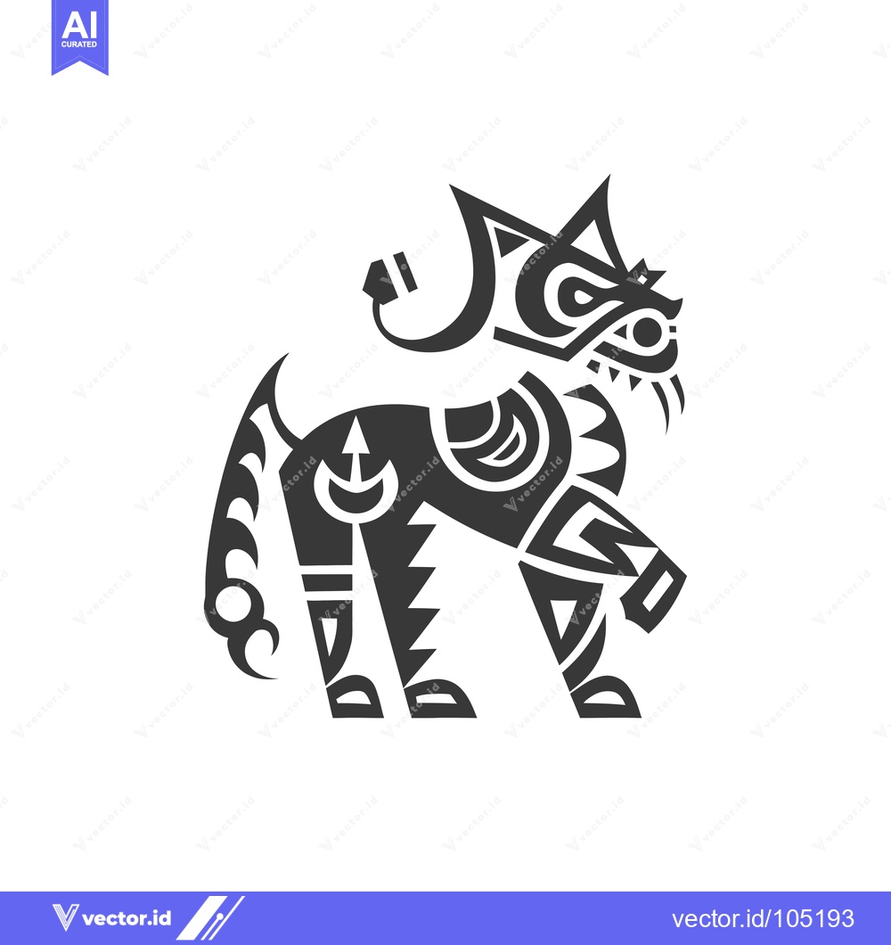 Premium Vector dari Stylized Black and White Geometric Cat Design