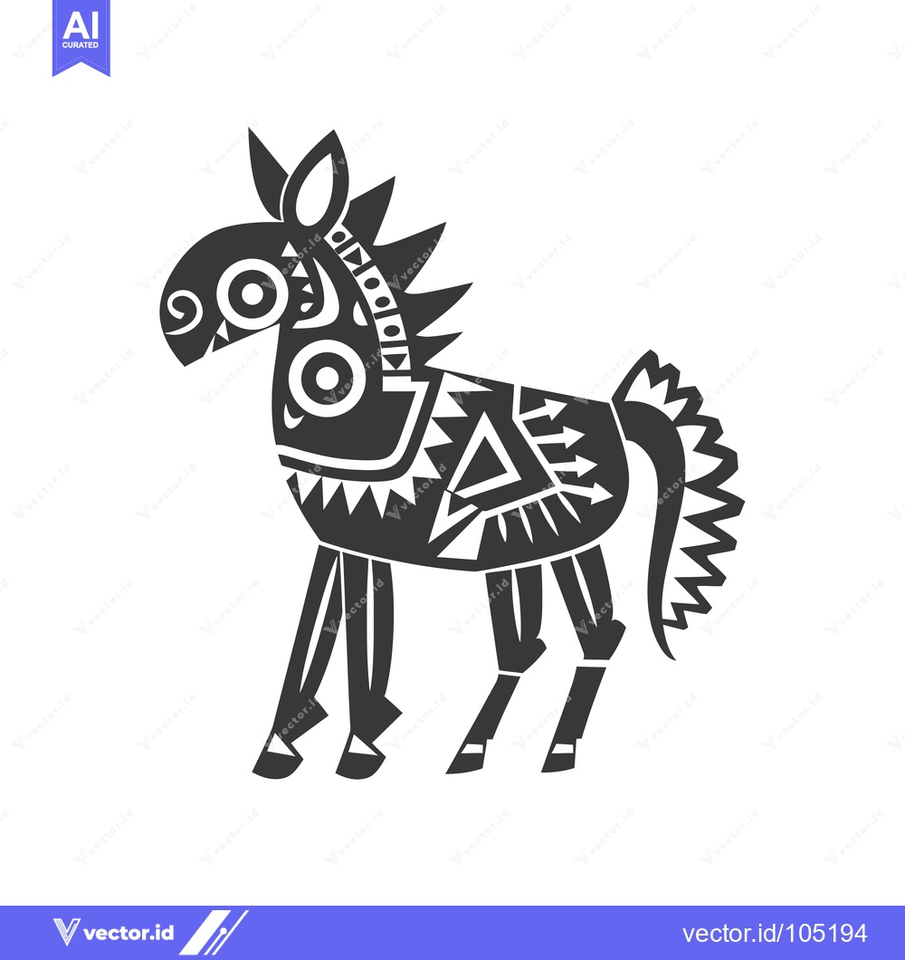 Premium Vector of Stylized Black and White Geometric Horse Illustration