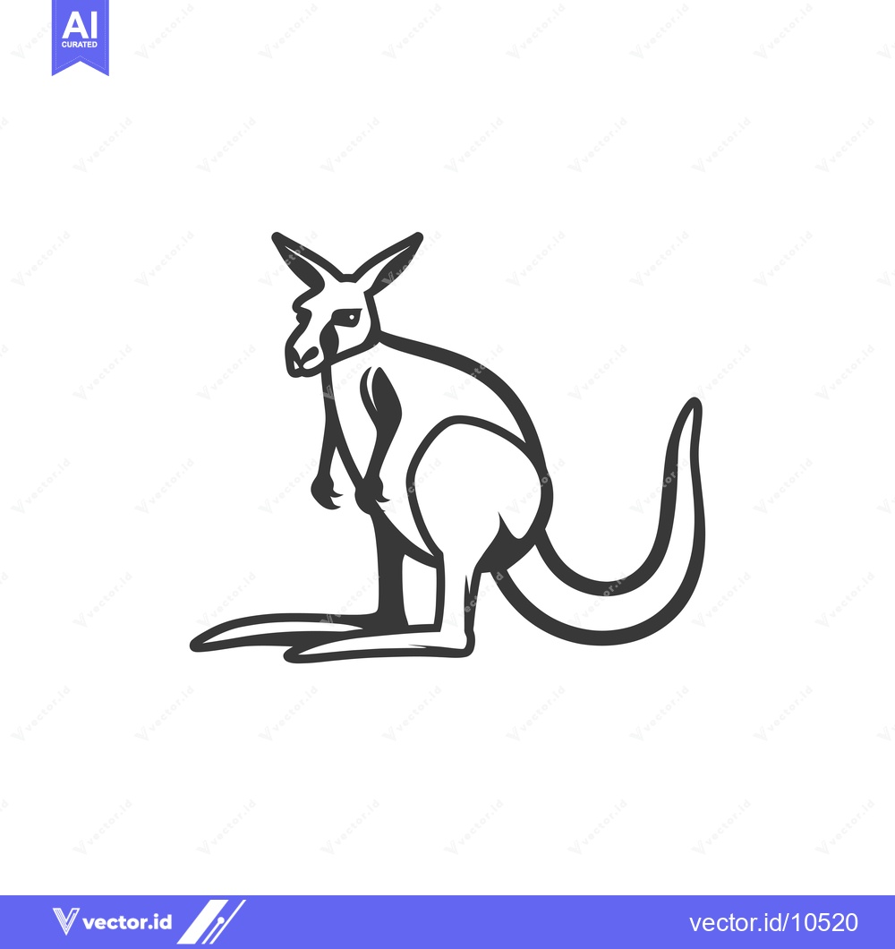 Premium Vector dari A black and white line drawing of a kangaroo standing