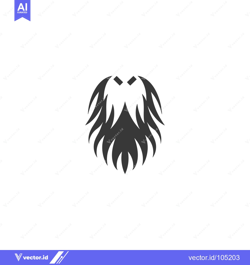 Premium Vector of Stylized Black and White Illustration of a Beard