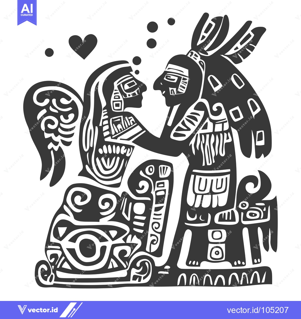 Premium Vector of Stylized Black and White Illustration of a Couple in Love