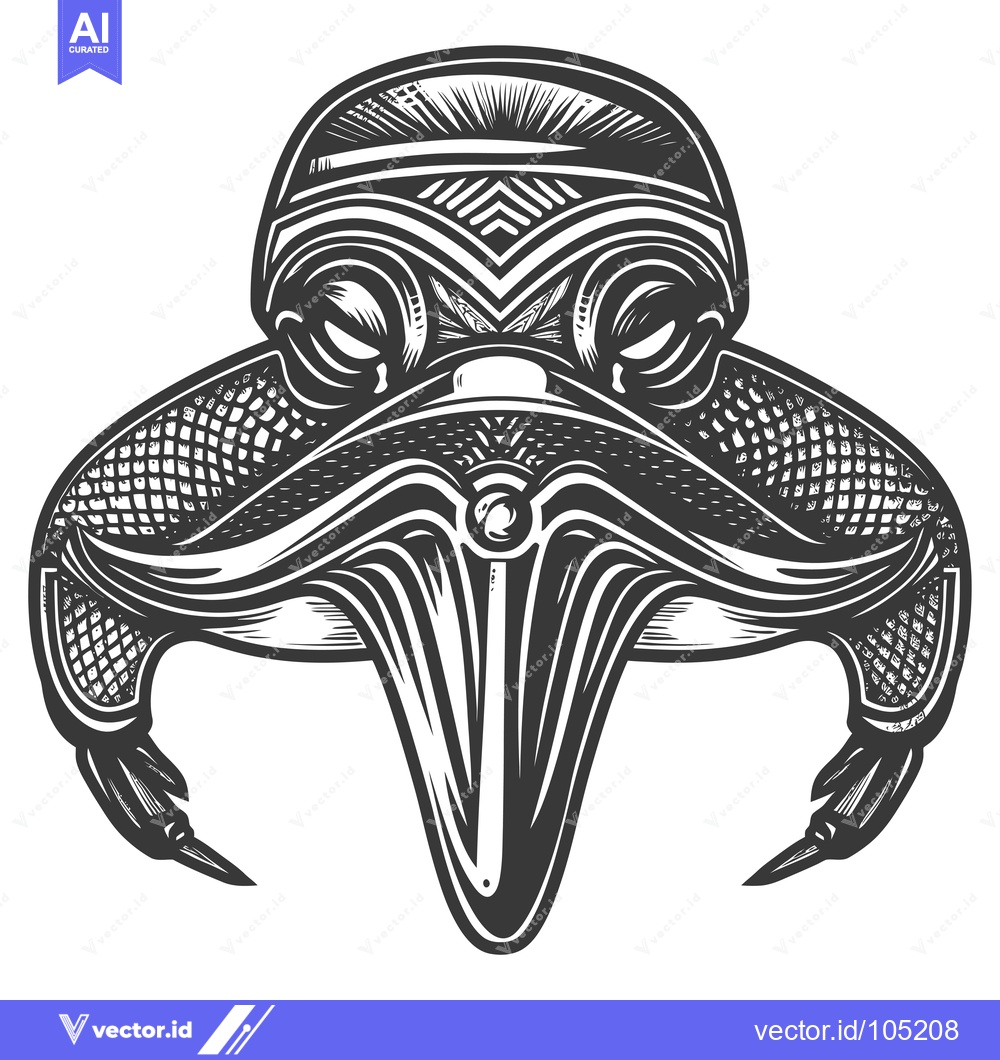 Premium Vector dari Stylized Black and White Illustration of a Crab with a Sharp Beak