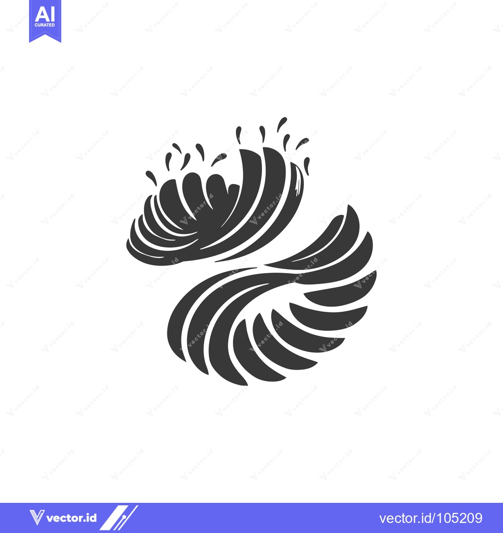 Premium Vector dari Stylized black and white illustration of a crashing wave