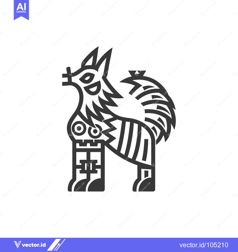 Premium Vector dari Stylized Black and White Illustration of a Dog