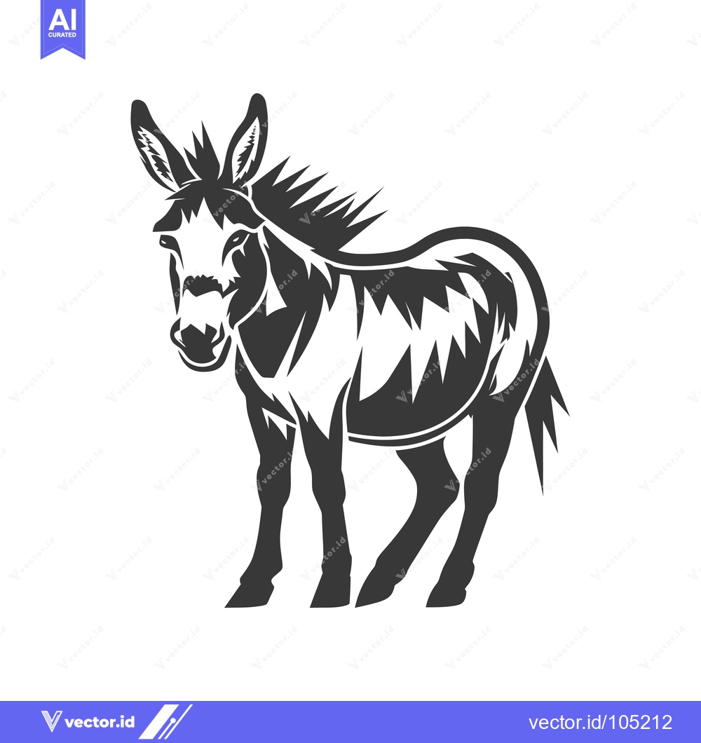 Premium Vector dari Stylized Black and White Illustration of a Donkey