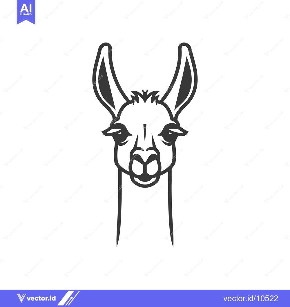 Premium Vector dari A black and white line drawing of a llama's head