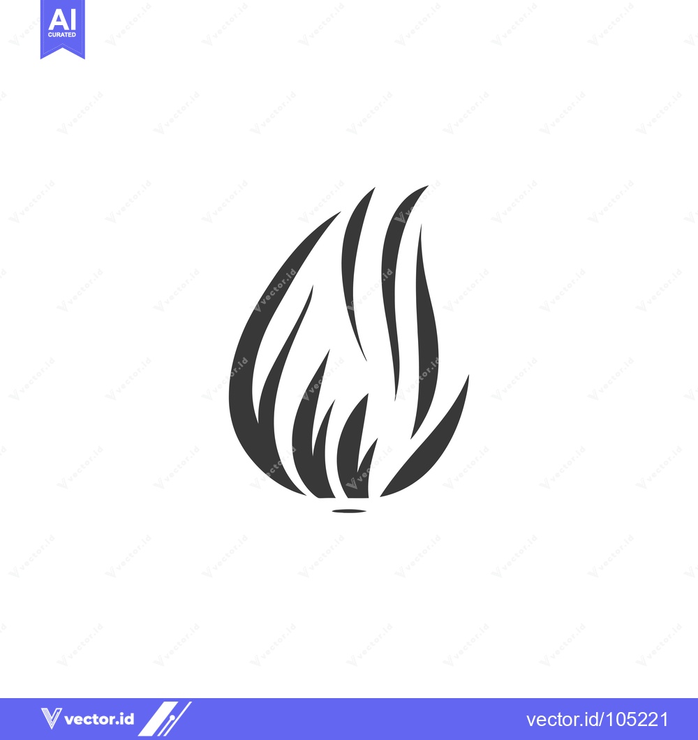 Premium Vector of Stylized Black and White Illustration of a Flame