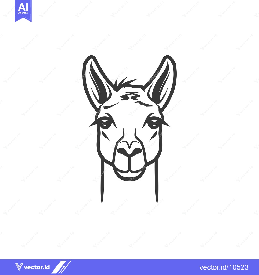 Premium Vector dari A Black and White Line Drawing of a Llama's Head