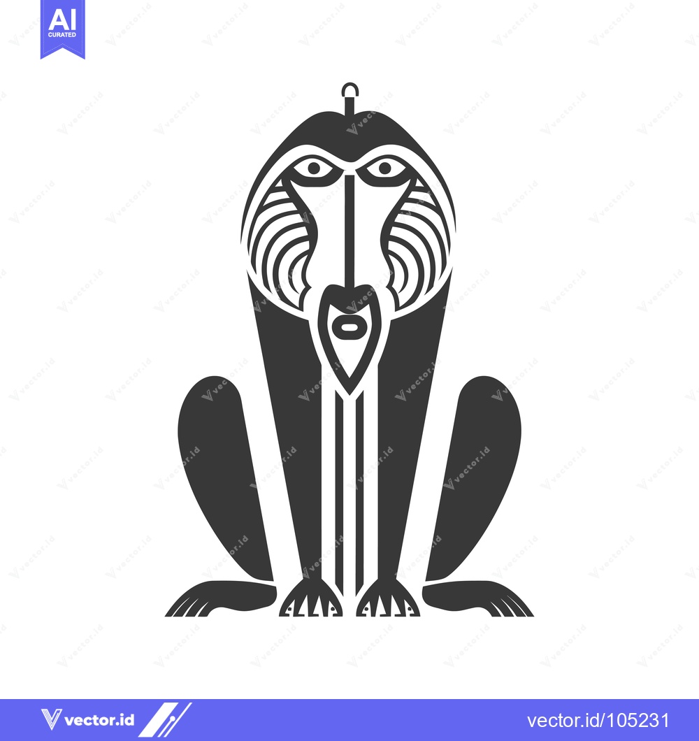 Premium Vector dari Stylized Black and White Illustration of a Mandrill