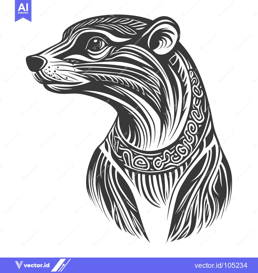 Premium Vector dari Stylized Black and White Illustration of a Meerkat's Head