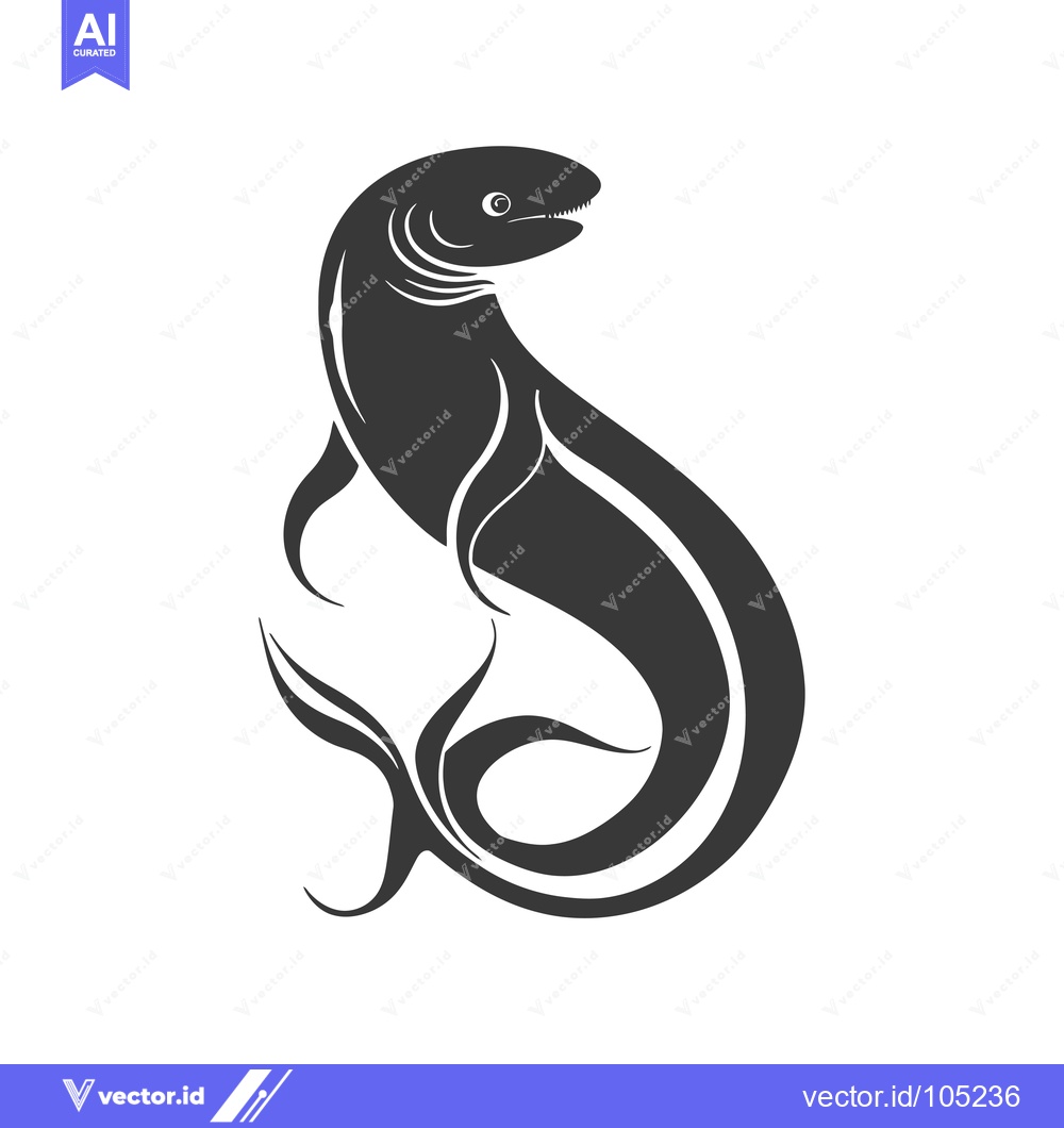 Premium Vector dari Stylized Black and White Illustration of a Moray Eel